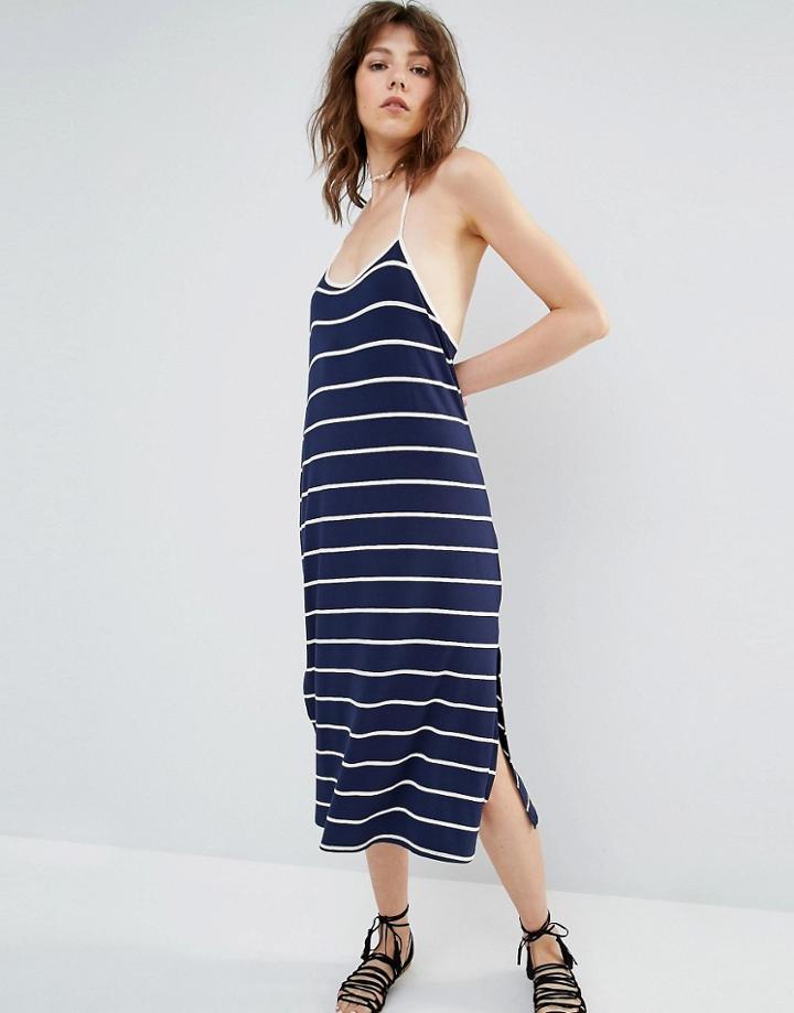 Mango Fine Stripe Midi Dress - Multi