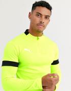 Puma Soccer 1/4 Zip Sweat With Constrast Panels In Neon Yellow