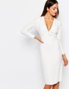 New Look Plunge Neck Bodycon Dress - White