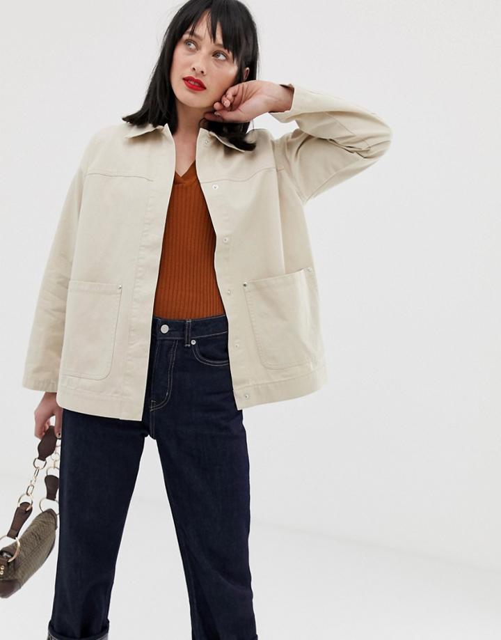 Asos Design Utility Washed Cotton Jacket - Stone