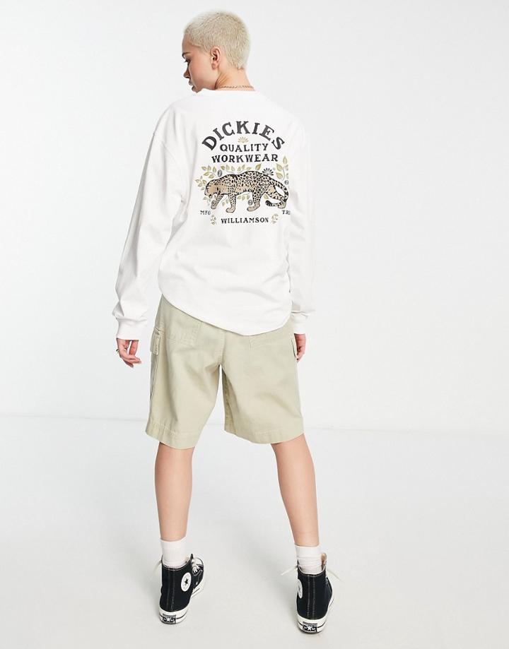 Dickies Fort Lewis Back Print Long Sleeve T-shirt In White