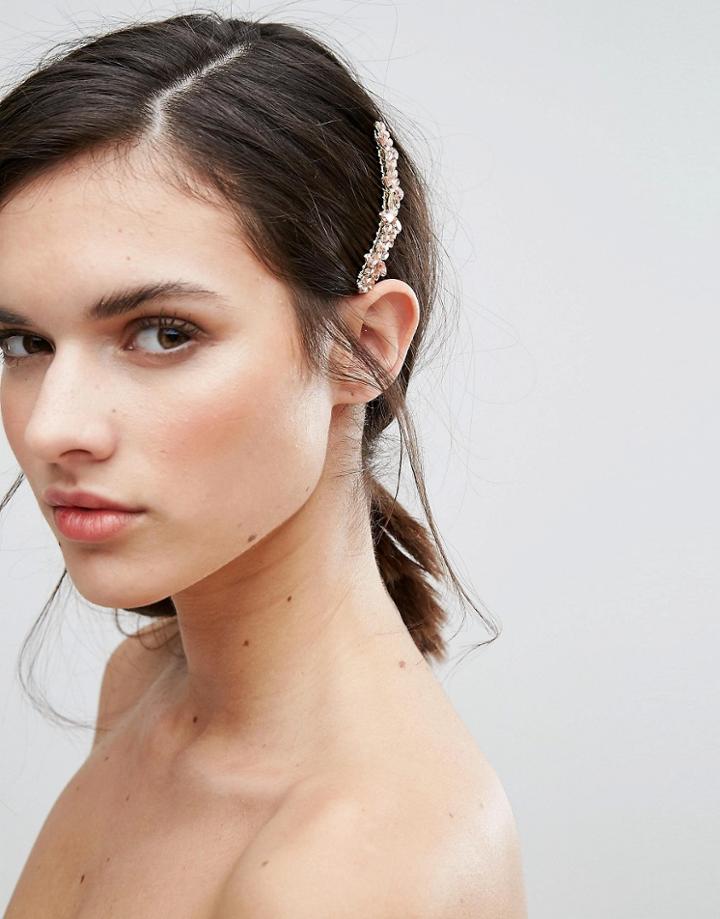Johnny Loves Rosie Floral Gem Hair Slide - Gold