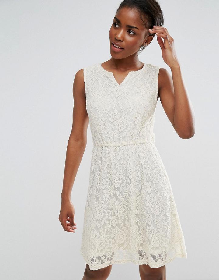Pussycat London Lace Skater Dress - Cream