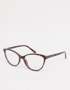 Quay Please Advise Womens Blue Light Cat Eye Glasses In Tortoise-brown