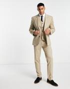 Asos Design Slim Suit Jacket In Camel-neutral