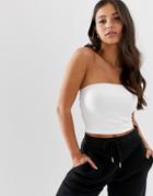 Asos Design Fuller Bust Crop Bandeau Top In White