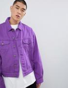 Asos Design Oversized Denim Jacket In Purple - Purple