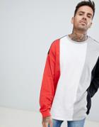 Asos Design Oversized Longline Long Sleeve T-shirt With Vertical Color Block - Multi