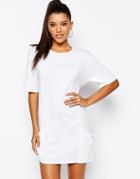 Missguided Slouchy Pocket Front T-shirt Dress - White