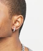 Asos Design 12mm Hoop Earrings With Swarovski Crystals In Silver Tone