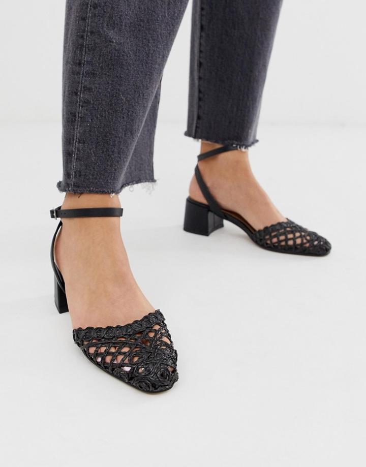 Asos Design Sergeant Woven Mid Heels In Black