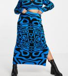 Collusion Plus Swirl Jacquard Fitted Maxi Skirt In Blue - Part Of A Set-blues