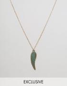 Reclaimed Vintage Inspired Necklace With Feather Pendant - Gold