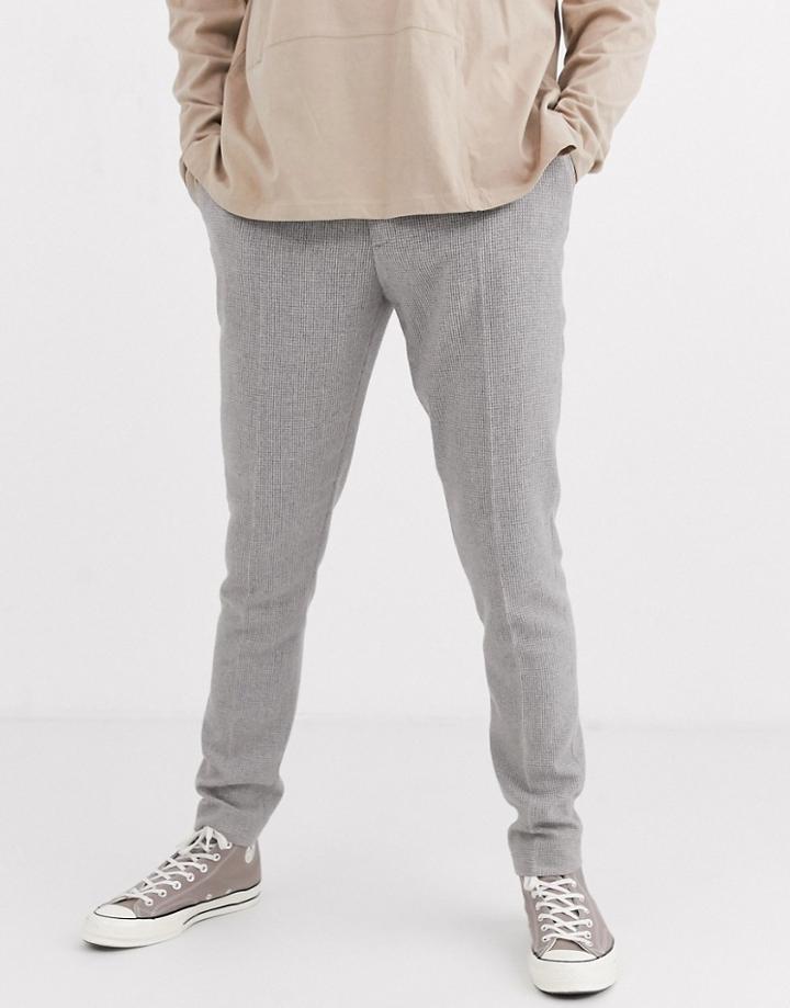 Asos Design Super Skinny Smart Pants In Light Gray Dog Tooth