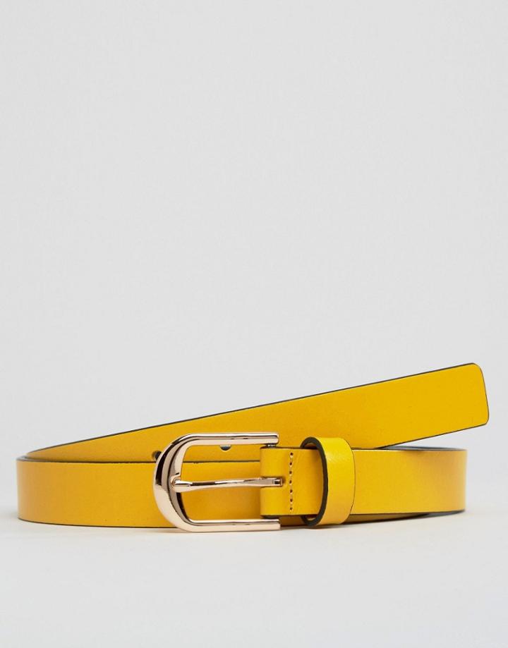 Smith And Canova Skinny Leather Belt - Yellow