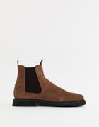 Asos Design Chelsea Boots In Tan Suede With Chunky Sole