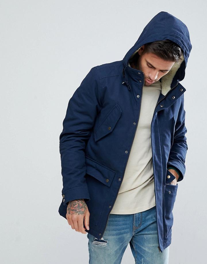 Ringspun Borg Parka - Navy