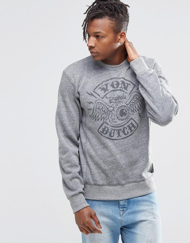 Von Dutch Sweatshirt With Large Logo - Gray