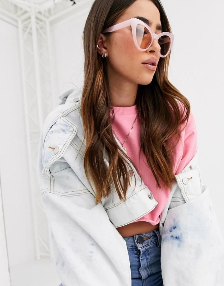 Asos Design Oversized Cat Eye Sunglasses In Pink