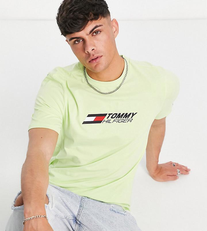 Tommy Hilfiger Performance Essentials Organic Cotton Big Logo T-shirt In Yellow