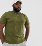 Asos Design Plus Organic T-shirt With Crew Neck In Khaki