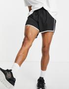 Weekday Tan Swim Short In Black With White Piping