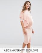 Asos Maternity Dress With One Deconstructed Cold Shoulder - Pink