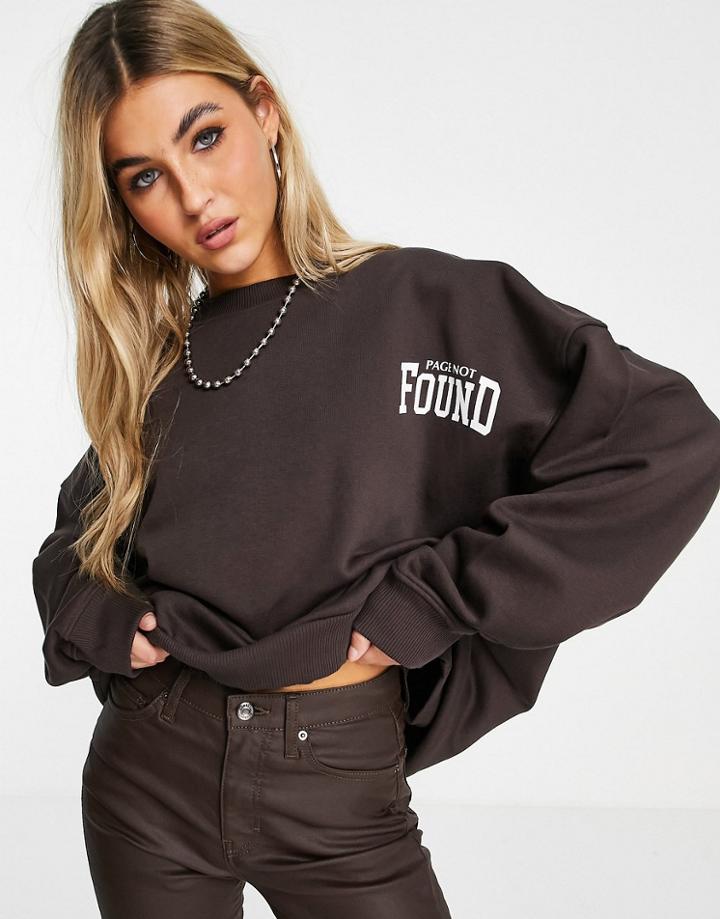 Weekday Core Organic Cotton Printed Varsity Sweatshirt In Brown