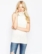 Brave Soul Sleeveless High Neck Sweater - Cream