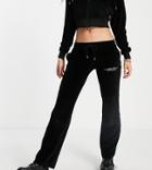 Reclaimed Vintage Inspired Velour Sweatpants With Diamante Print-black