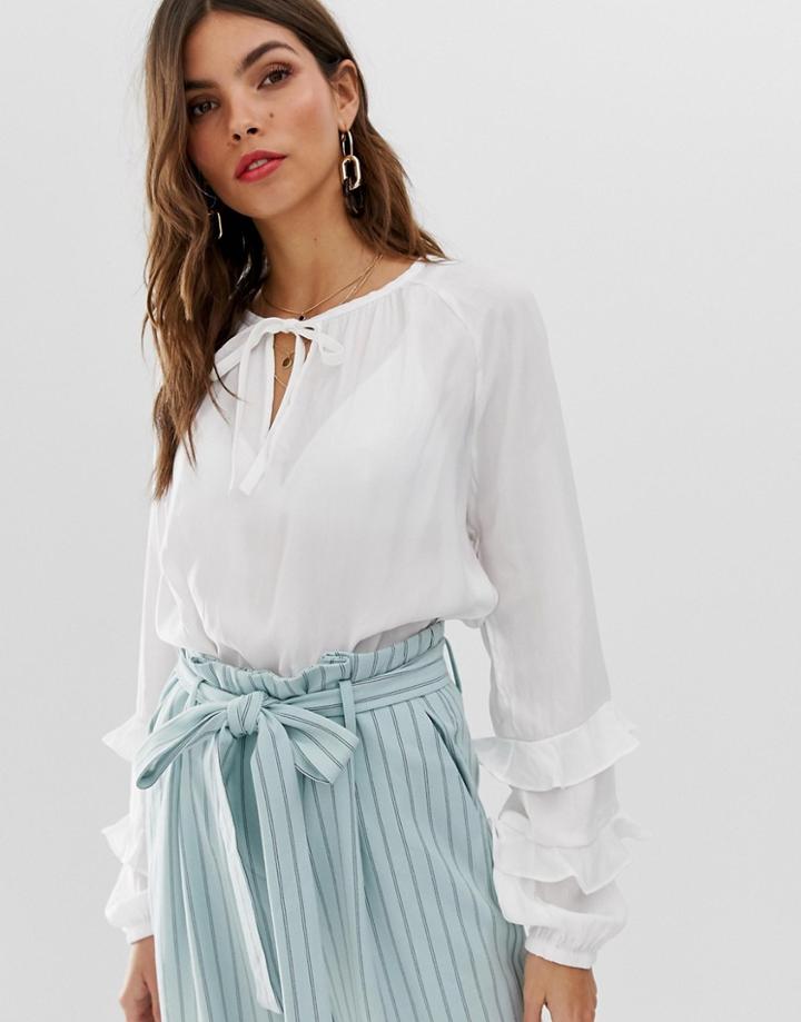 Vila Volume Sleeve Blouse-white