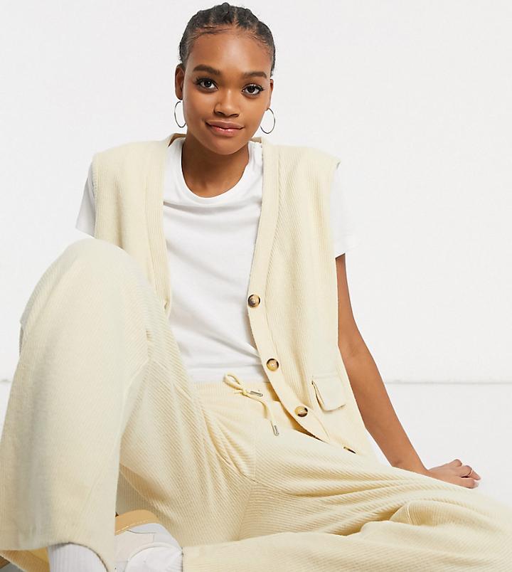 Damson Madder Oversized Ribbed Vest In Recycled Polyester Co-ord-white