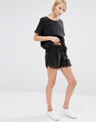 Just Female Quil Lace Trim Shorts - Black