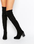Asos Kick It Off Over The Knee Boots - Black