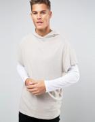 New Look Hooded T-shirt In Stone - Stone