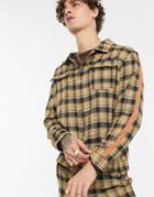 Sacred Hawk Jacket In Mustard Check With Side Stripe-yellow