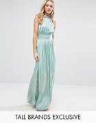 Little Mistress Tall Ruched Pleated Maxi Prom Dress - Green