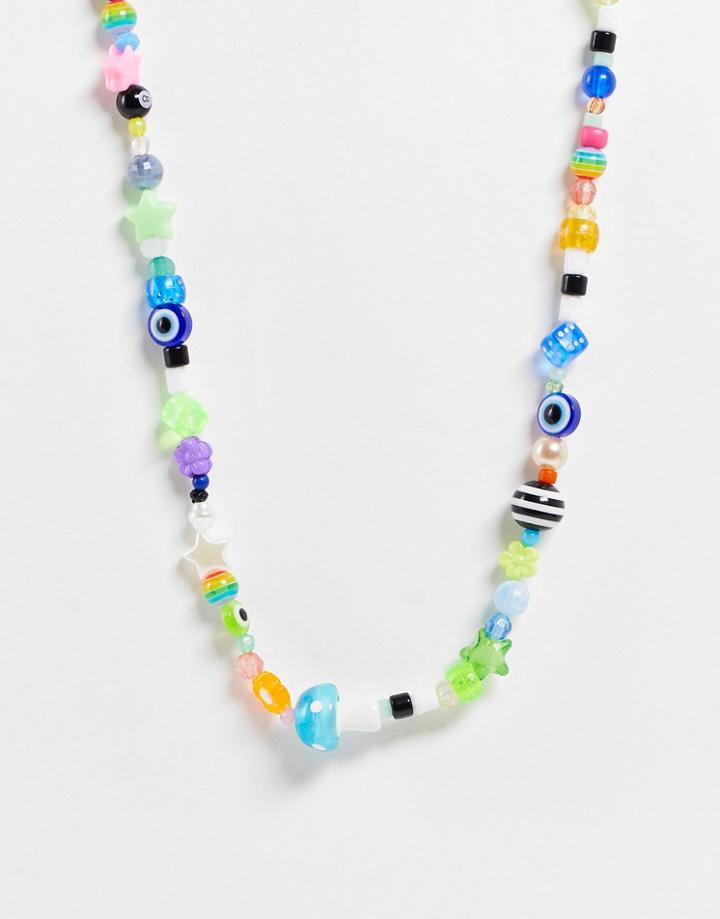 Asos Design Festival Colorful Beaded Necklace-multi
