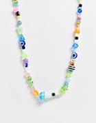Asos Design Festival Colorful Beaded Necklace-multi