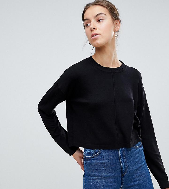 Asos Tall Oversized Sweater With Seam Detail - Black