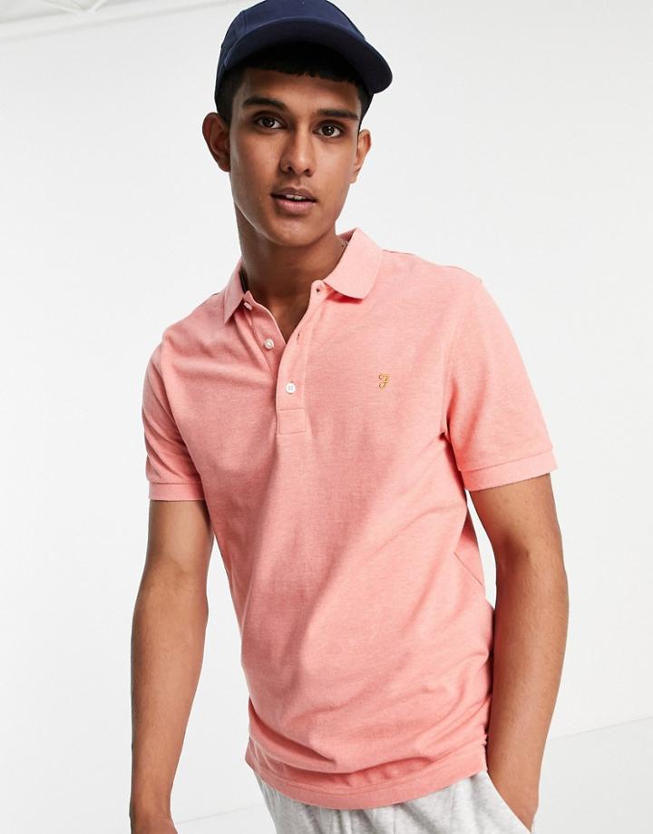 Farah Blanes Organic Cotton Polo Shirt In Salmon-pink