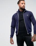 Fred Perry Laurel Wreath Tape Track Jacket In Blue - Blue