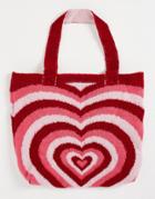 Asos Design Knit Tote Bag In Pink Heart Motif