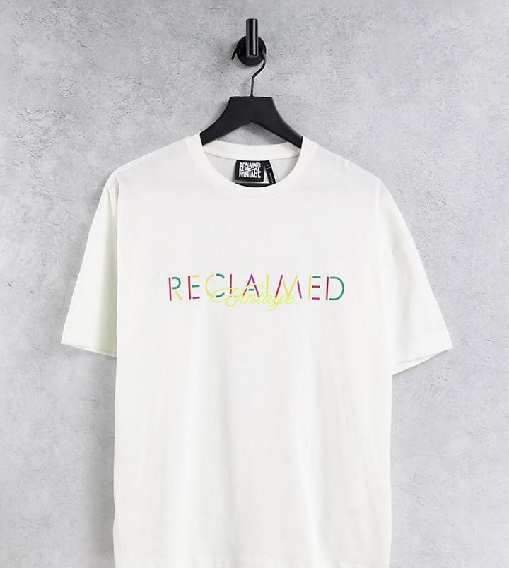 Reclaimed Vintage Inspired Unisex T-shirt In White With Logo Embroidery