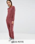 Asos Petite Lounge Ribbed Neppy Jumpsuit - Red