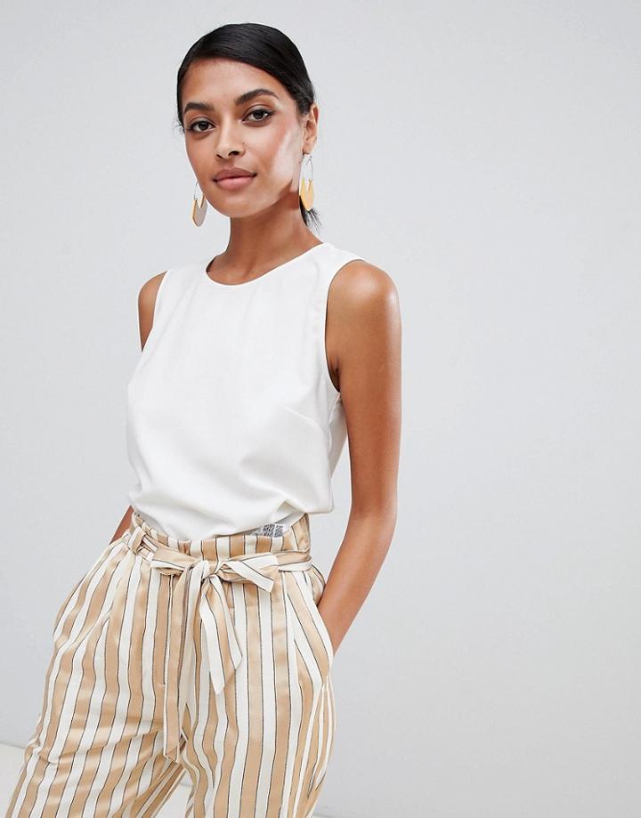 Warehouse Satin Shell Blouse In White - Cream