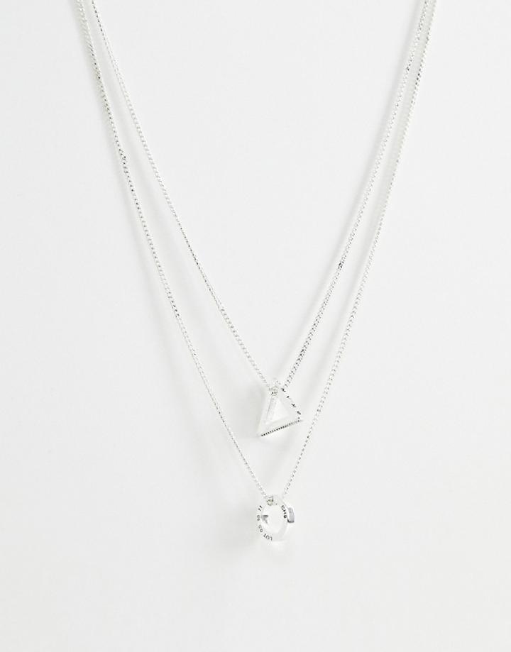 Icon Brand Silver Hoop & Triangle Necklace Pack - Silver