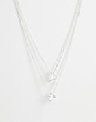 Icon Brand Silver Hoop & Triangle Necklace Pack - Silver