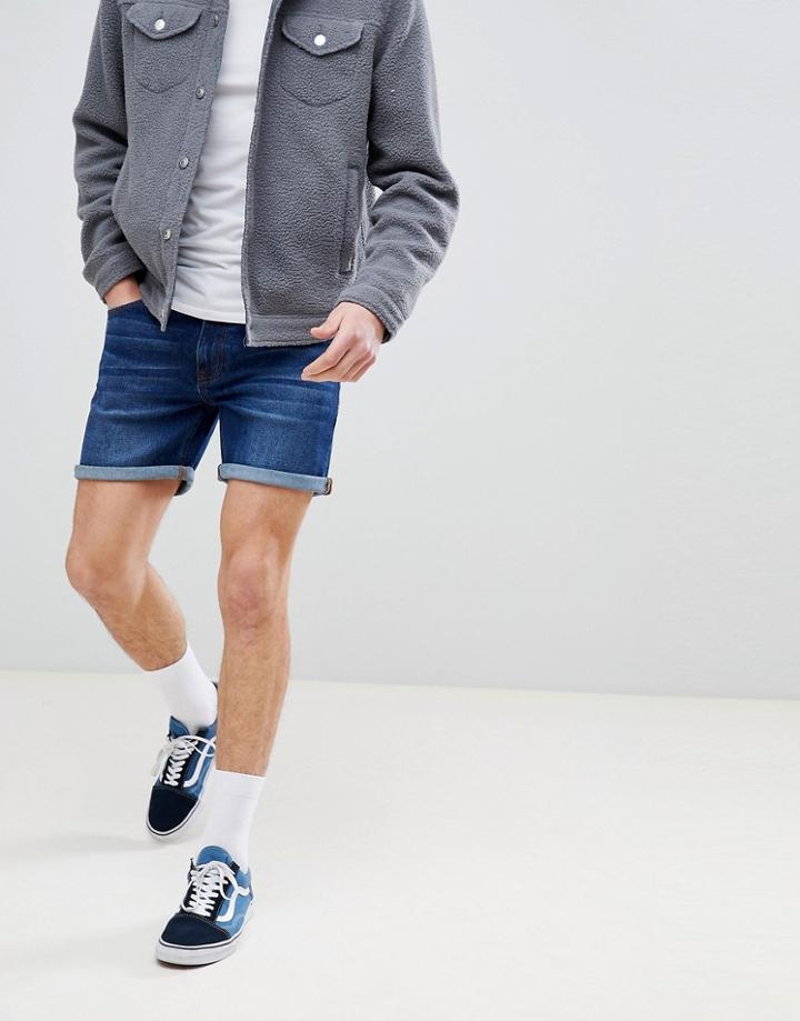 Dr Denim Trench Shaded Dark Blue Shorts - Blue