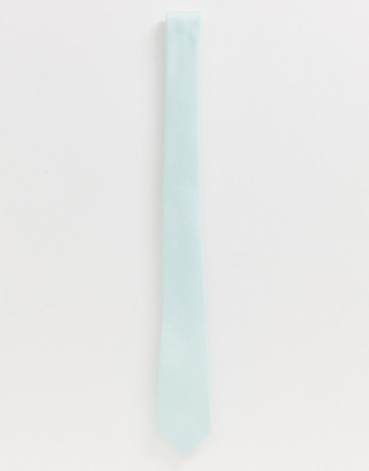 Asos Design Wedding Slim Textured Tie In Mint-green